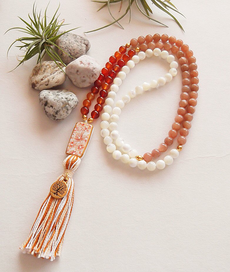 Mala Prayer Beads Handmade in the UK with Tree Of Life Charm – Serenity  Gifts