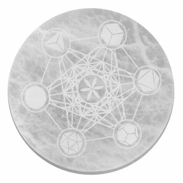 18cm Round Selenite Charging Plate LARGE - Sacred Geometry-Crystal Gemstone-Serenity Gifts