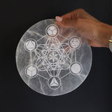 18cm Round Selenite Charging Plate LARGE - Sacred Geometry-Crystal Gemstone-Serenity Gifts