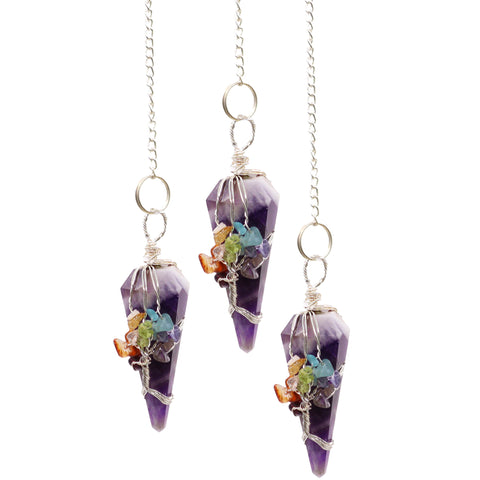 Gemstone Pendulum - Chakra Tree of Life - Amethyst-Pendulum-Serenity Gifts