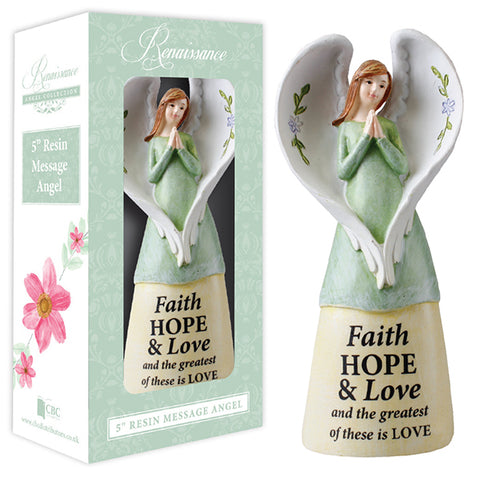 Message Angel - Resin - Faith Hope Love-Figurine-Serenity Gifts