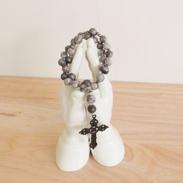 Handmade Anglican Rosary - Silver Smoked jasper-Jewellery-Serenity Gifts