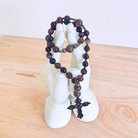 Handmade Anglican Rosary - Mahogany Obsidian and Brown Banded Agate-Rosary Beads-Serenity Gifts