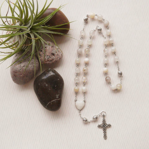 Handmade Anglican Chain Link Rosary - Mother of Pearl-Jewellery-Serenity Gifts