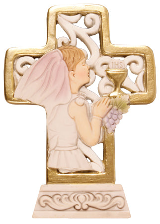 First Holy Communion Cross - Girl -4" Resin-Cross-Serenity Gifts