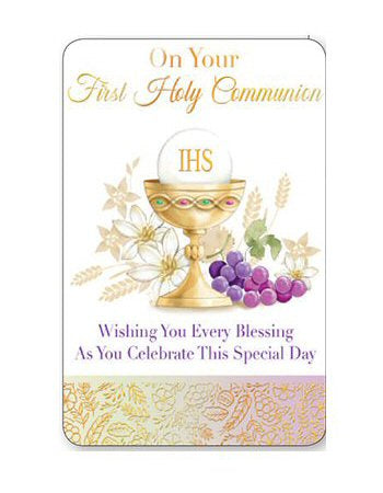 First Holy Communion Prayer Card - Symbolic - Chalice-Communion Greeting Card-Serenity Gifts