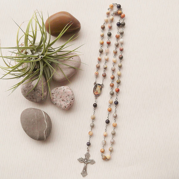 Handmade Chain Link Rosary -Picasso Jasper - 6mm-Jewellery-Serenity Gifts