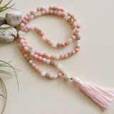 Handmade Mala Beads - Pink Rhodonite, White and Pink Jade-Mala Beads-Serenity Gifts