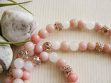 Handmade Mala Beads - Pink Rhodonite, White and Pink Jade-Mala Beads-Serenity Gifts