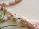 Handmade Mala Beads - Pink Rhodonite, White and Pink Jade-Mala Beads-Serenity Gifts