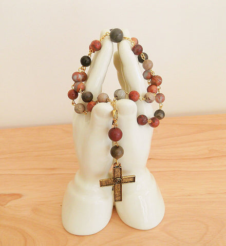 Handmade Anglican Chain Link Rosary - Picasso Jasper-Rosary Beads-Serenity Gifts