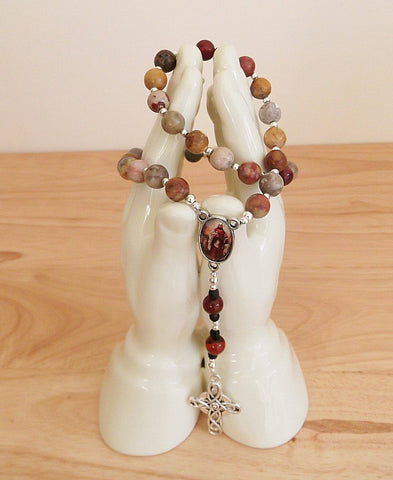 Handmade Anglican Rosary - Picasso Jasper and Red Banded Agate-Jewellery-Serenity Gifts