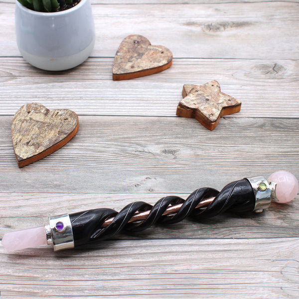 Spiral Healing Wand - Rose Quartz-Gemstone Wand-Serenity Gifts