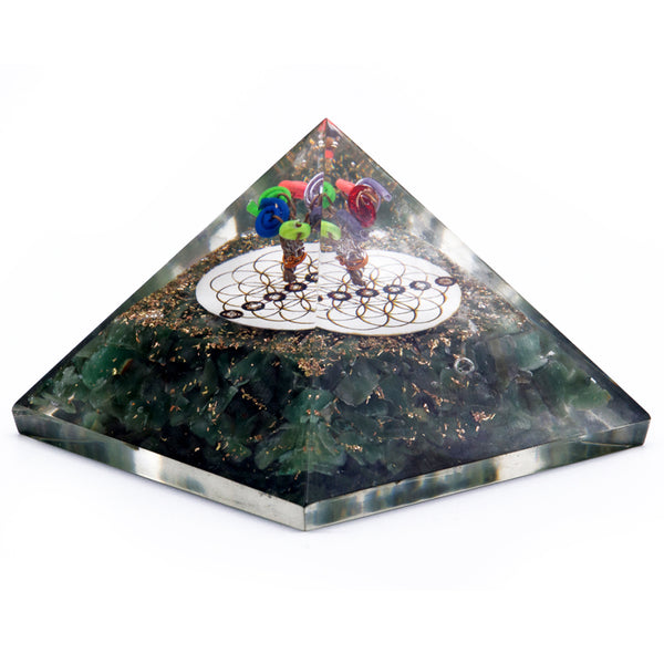 Orgonite Pyramid - Green Aventurine - Flower Of Life - 70mm-Orgonite-Serenity Gifts