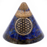 Orgonite Cone - Lapis Lazuli and Quartz - Flower Of Life - 90 mm-Orgonite-Serenity Gifts