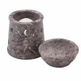 Soapstone Oil Burner - 8cm - Sun & Stars-Oil Burner-Serenity Gifts