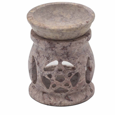 Soapstone Oil Burner - 8cm - Three Moon Pentagon-Oil Burner-Serenity Gifts