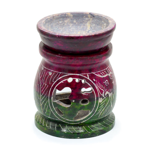 Coloured Soapstone Oil Burner - 8cm - Om & Elephant-Oil Burner-Serenity Gifts