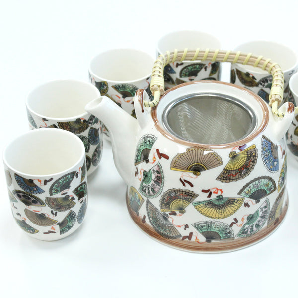 Herbal Teapot Set - Oriental Fans-Herbal Teapot Set-Serenity Gifts