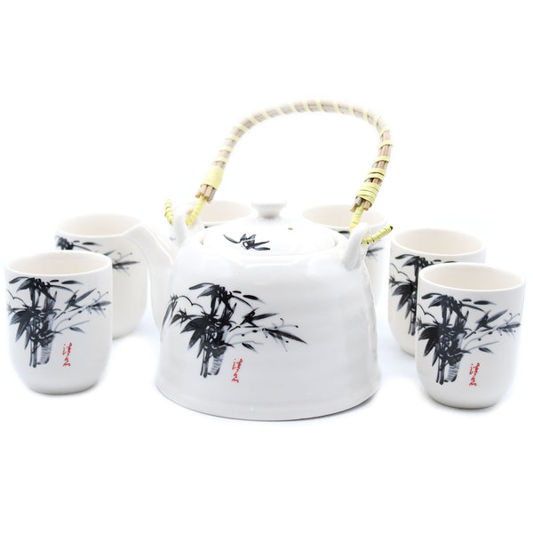 Herbal Teapot Set - White Oriental-Herbal Teapot Set-Serenity Gifts