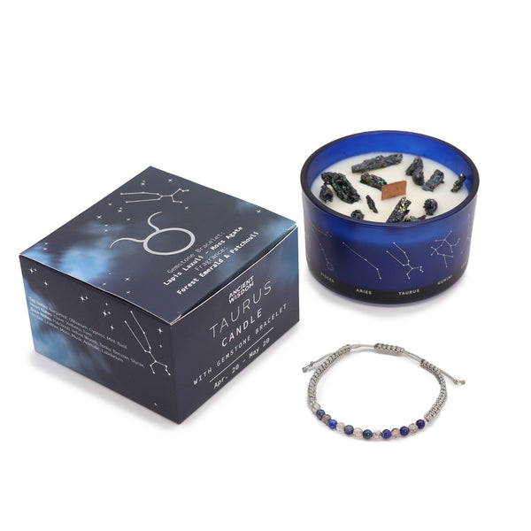 Zodiac Crystal Candle with Gemstone Bracelet - Taurus-Candle-Serenity Gifts