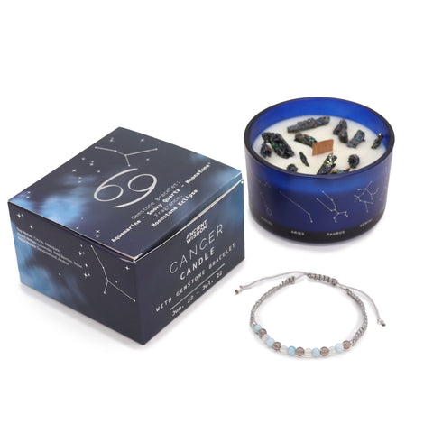 Zodiac Crystal Candle with Gemstone Bracelet - Cancer-Candle-Serenity Gifts