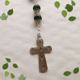 Handmade Anglican Car Rosary - Green Glass Marbled Effect-Anglican Car Rosary-Serenity Gifts