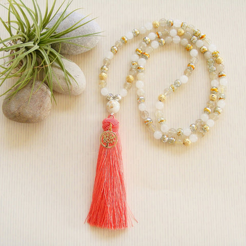 Handmade Mala Beads - Rutilated Gold Quartz - Tree Of Life-Mala Beads-Serenity Gifts