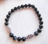 Handmade Gemstone Stretch Bracelet - Black Banded Agate-Jewellery-Serenity Gifts