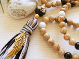 Handmade Mala Beads - Black Onyx and Angel Wing-Mala Beads-Serenity Gifts