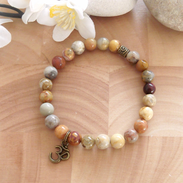 Handmade Gemstone Stretch Bracelet - Crazy Lace Agate-Stretch Bracelet-Serenity Gifts