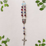 Handmade Chain Link Rosary - Car Rosary - Banded Agate -Aqua /Red-Jewellery-Serenity Gifts