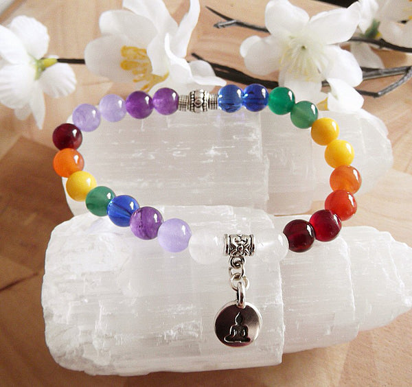 Handmade Chakra Stretch Bracelet - Buddha Lotus Pose Charm-Jewellery-Serenity Gifts