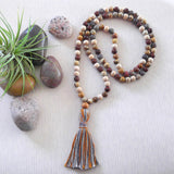 Handmade Mala Beads - Picture Jasper, Mahogany Obsidian and Grey Agate-Mala Beads-Serenity Gifts