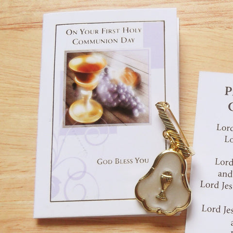 First Holy Communion Medal/ Brooch in Wallet-Holy Communion-Serenity Gifts