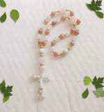 Handmade Anglican Rosary - Sunstone and White Jade-Jewellery-Serenity Gifts