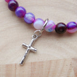 First Communion Handmade Bracelet - Purple Banded Agate-Holy Communion-Serenity Gifts