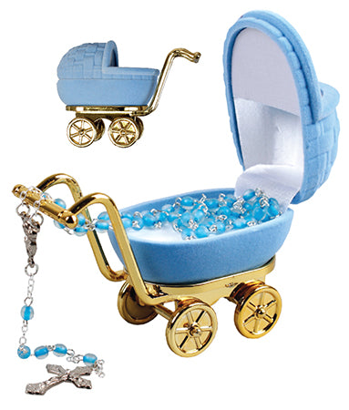 Baby's First Rosary Beads in Pram Case - Blue-Baptism & Christening-Serenity Gifts