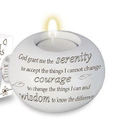 Serenity Prayer - White Resin Tea Light Holder-Tea Light Holder-Serenity Gifts